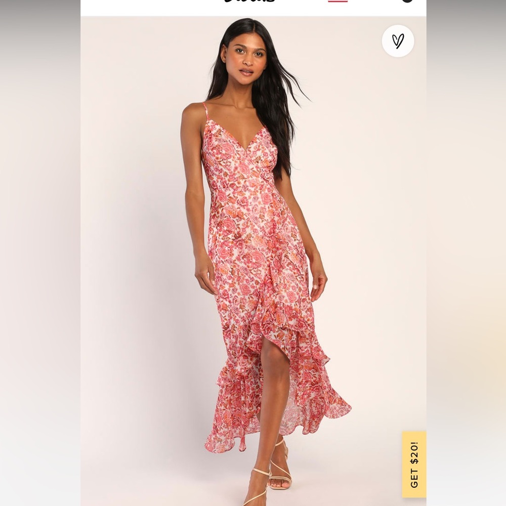 Lulu’s Pink Floral Midi Dress